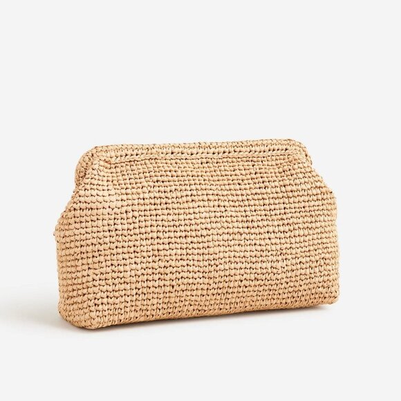 142. J. CREW Portifino Woven Rattan handknotted Clutch $128 LIKE NEW - Picture 1 of 3